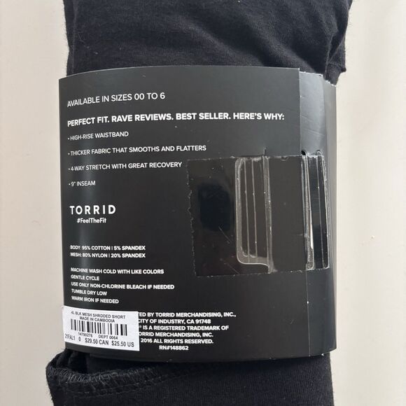 Torrid Black Mesh Shredded Front Bike Short Plus Size Large - Picture 4 of 7